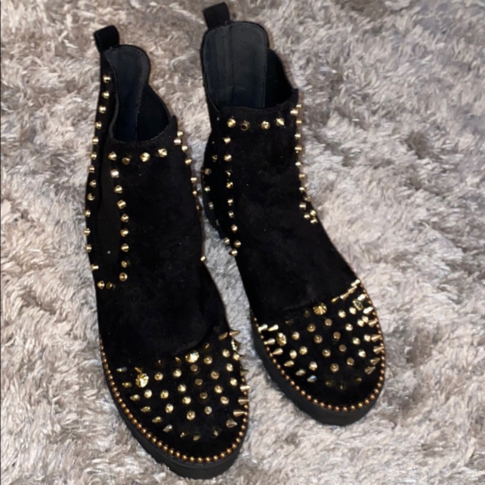 Nasty Gal Gold Studded Boots
